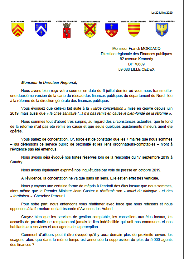 Capture lettre 7 maires mobiliss contre la fermeture de la perception