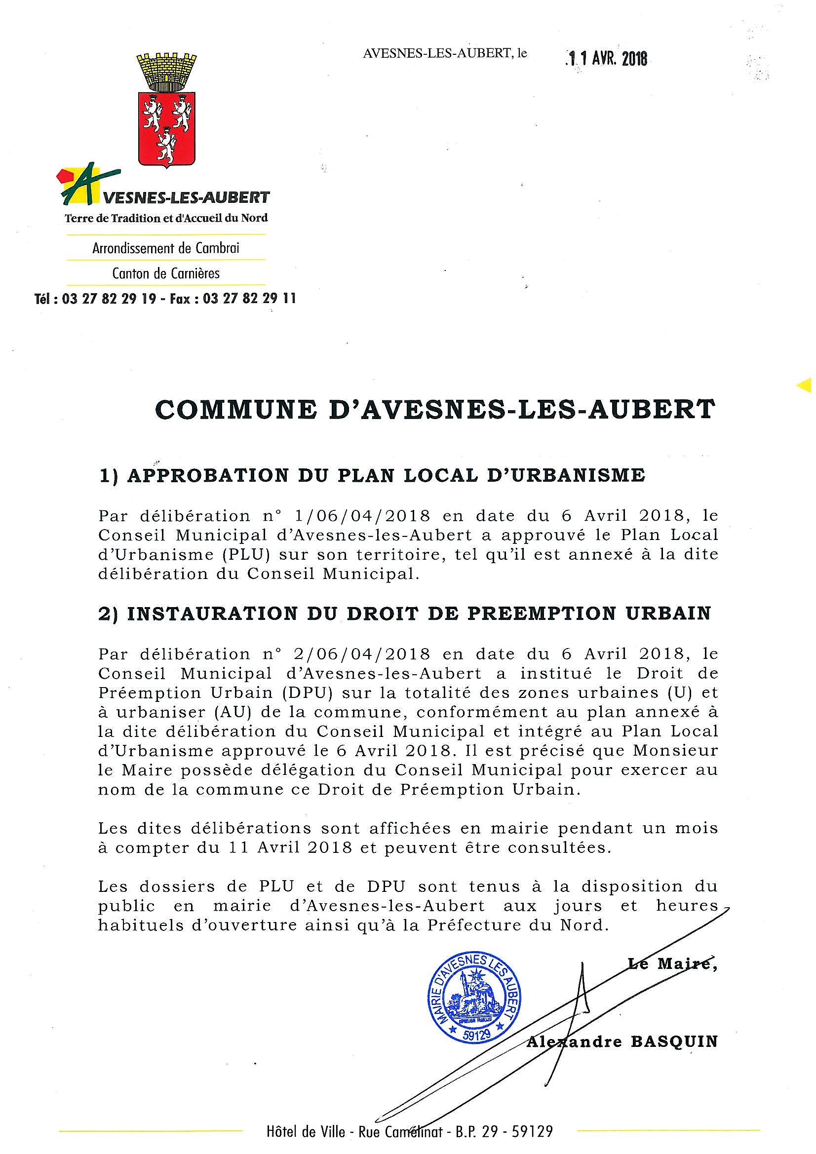 INSTAURATION DROIT DE PREEMPTION URBAIN VISEE